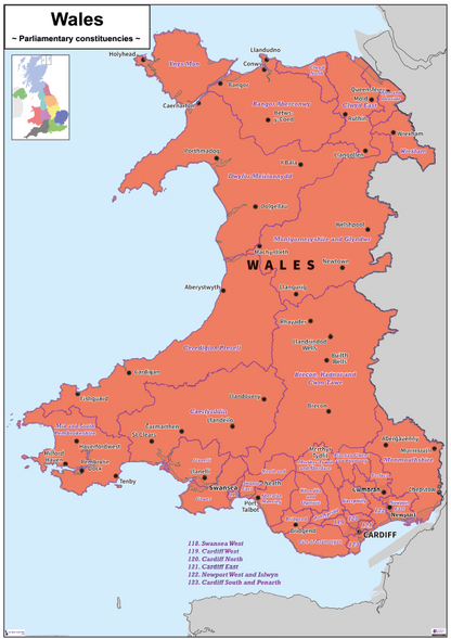 Regional UK Parliamentary Maps - Wales - Digital Download