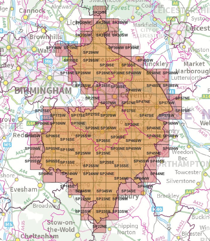 Warwickshire - OS Map Tiles