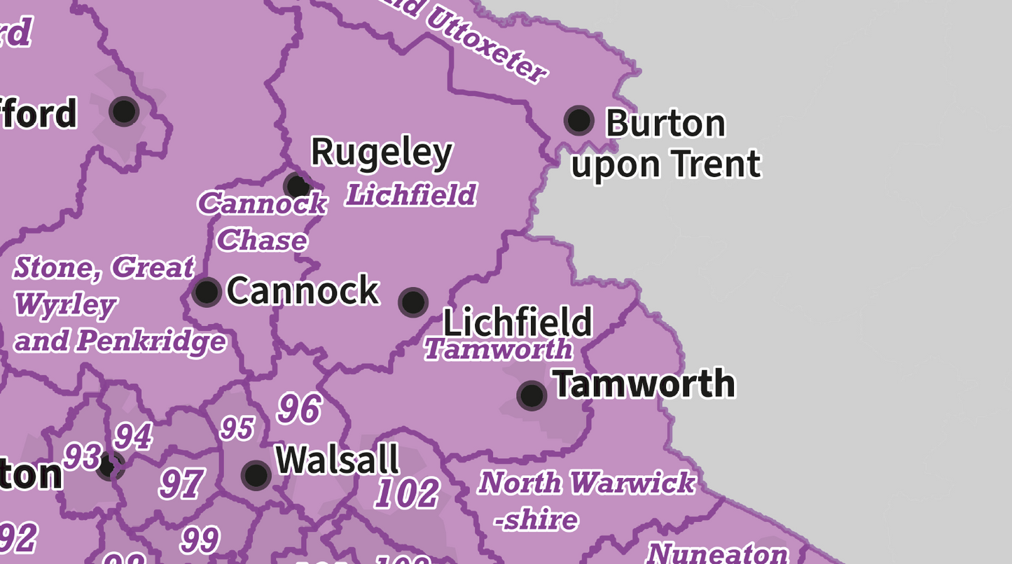 Regional UK Parliamentary Maps - West Midlands - Digital Download