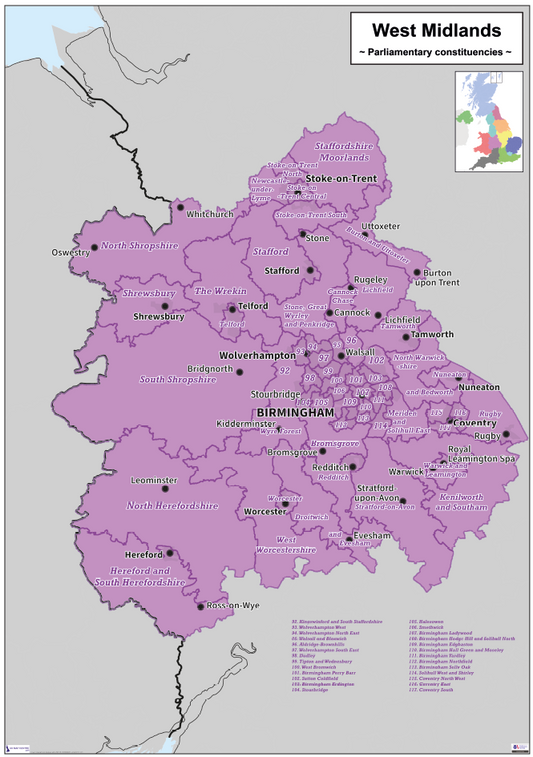 Regional UK Parliamentary Maps - West Midlands - Digital Download