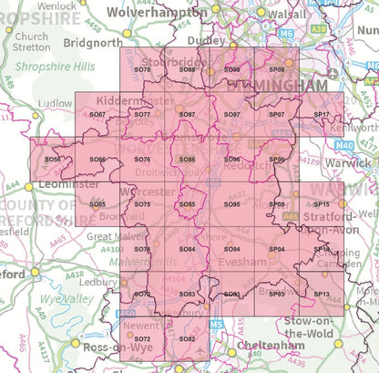 Worcestershire - OS Map Tiles