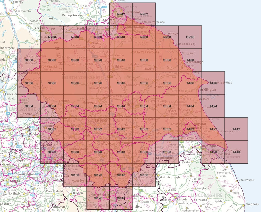 Yorkshire - OS Map Tiles – ukmaps.co.uk