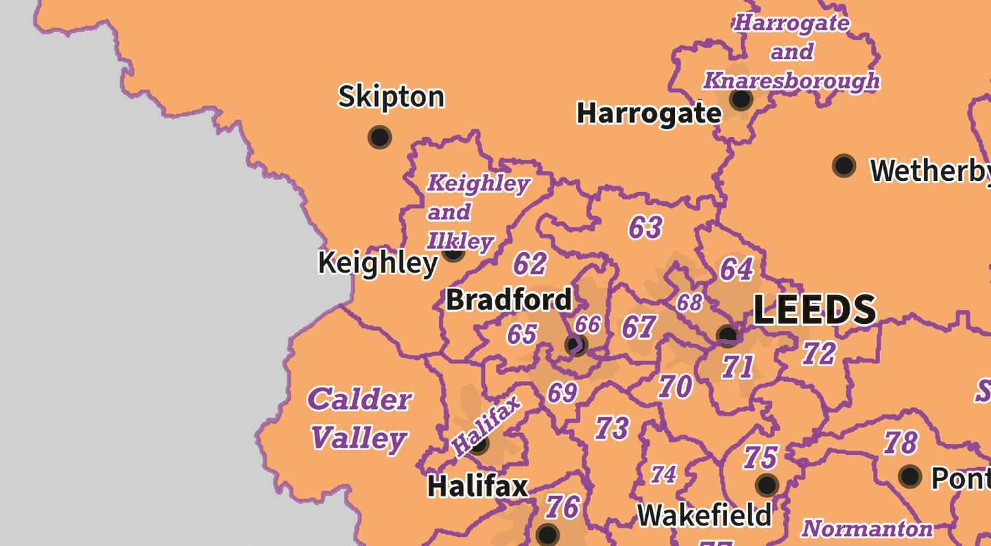 Regional UK Parliamentary Maps - Yorkshire & Humberside - Digital Download