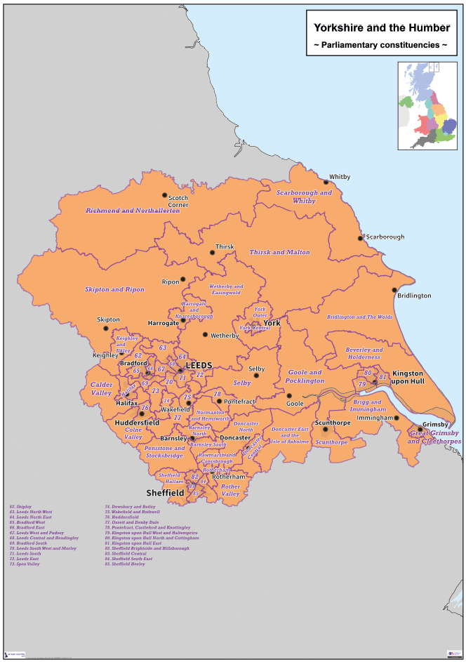 Regional UK Parliamentary Maps - Yorkshire & Humberside - Digital Down ...