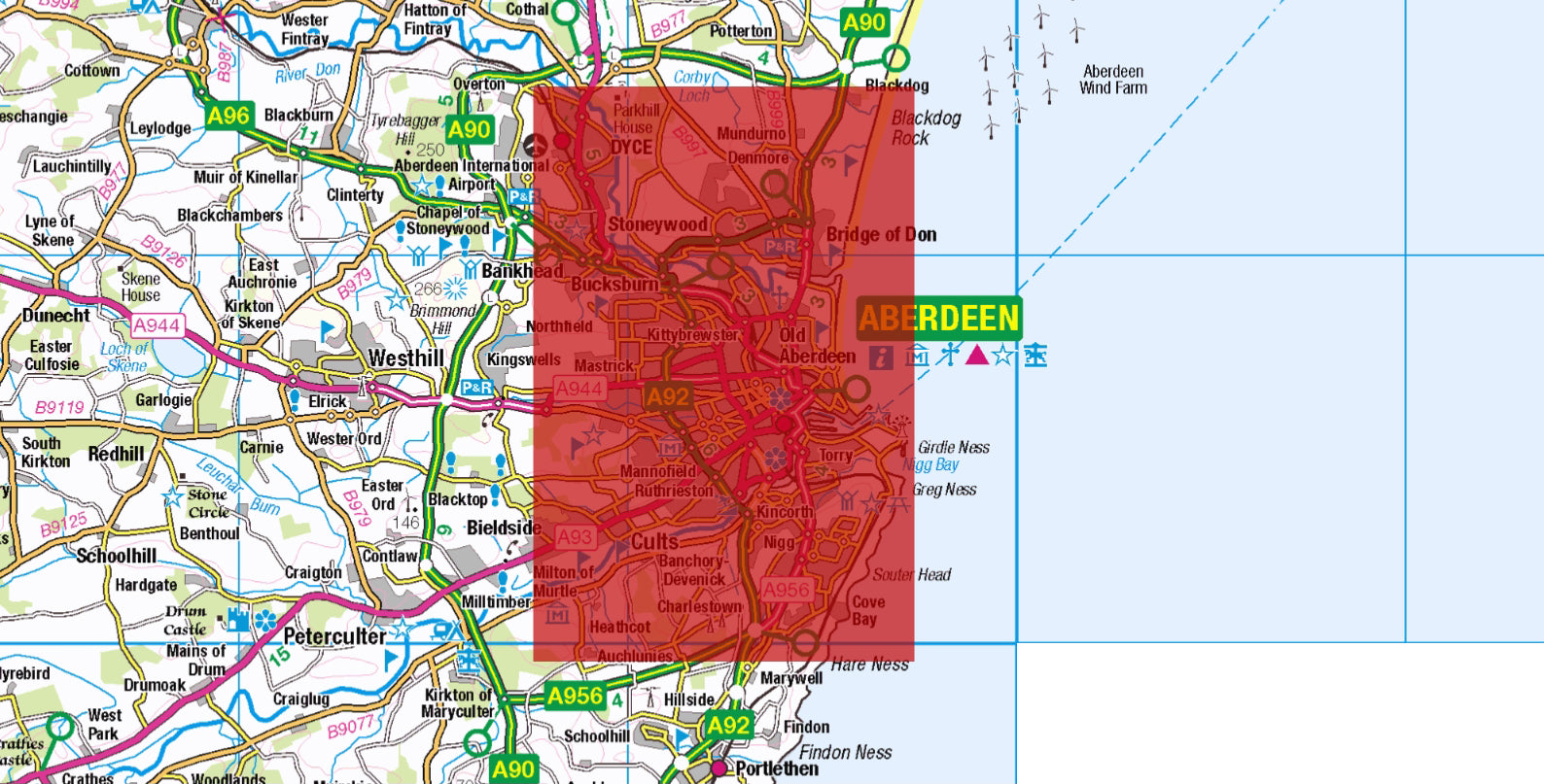 Central Aberdeen Postcode City Street Map - Digital Download – ukmaps.co.uk