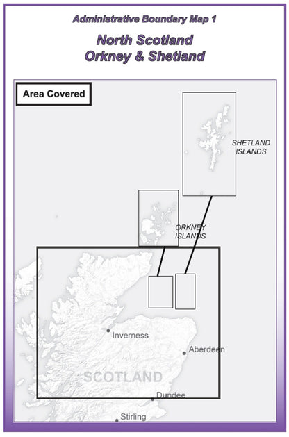 Admin Boundary Map 1 - North Scotland, Orkney & Shetland - Digital Download