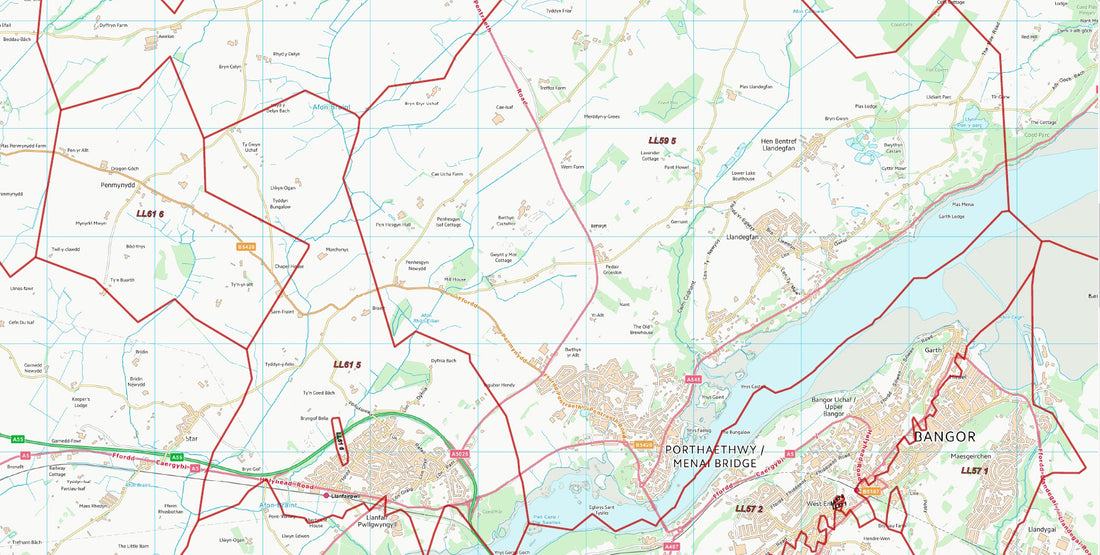 Postcode City Sector Map - Bangor - Digital Download – ukmaps.co.uk