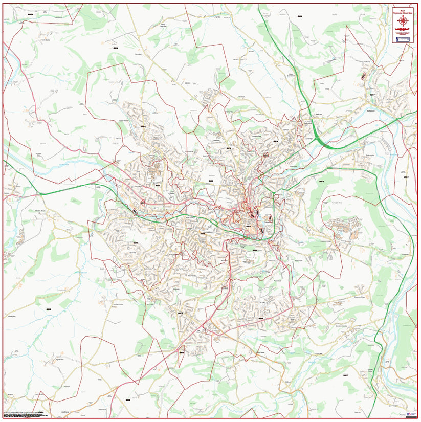 Central Bath Postcode City Street Map - Digital Download – ukmaps.co.uk