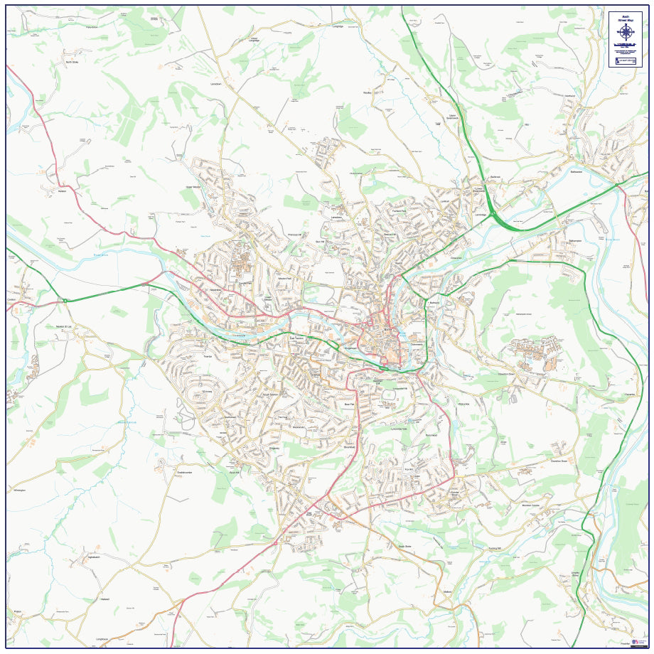 Central Bath City Street Map - Digital Download