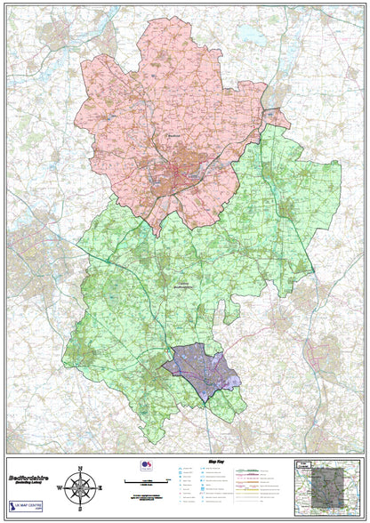 Bedfordshire County Map - Digital Download