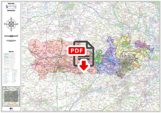 Berkshire County Boundary Map - Digital Download