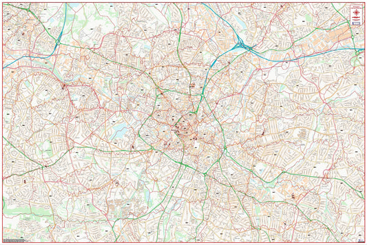 Central Birmingham Postcode City Street Map - Digital Download