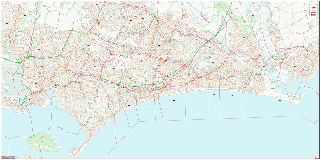 Central Bournemouth Postcode City Street Map Digital Download