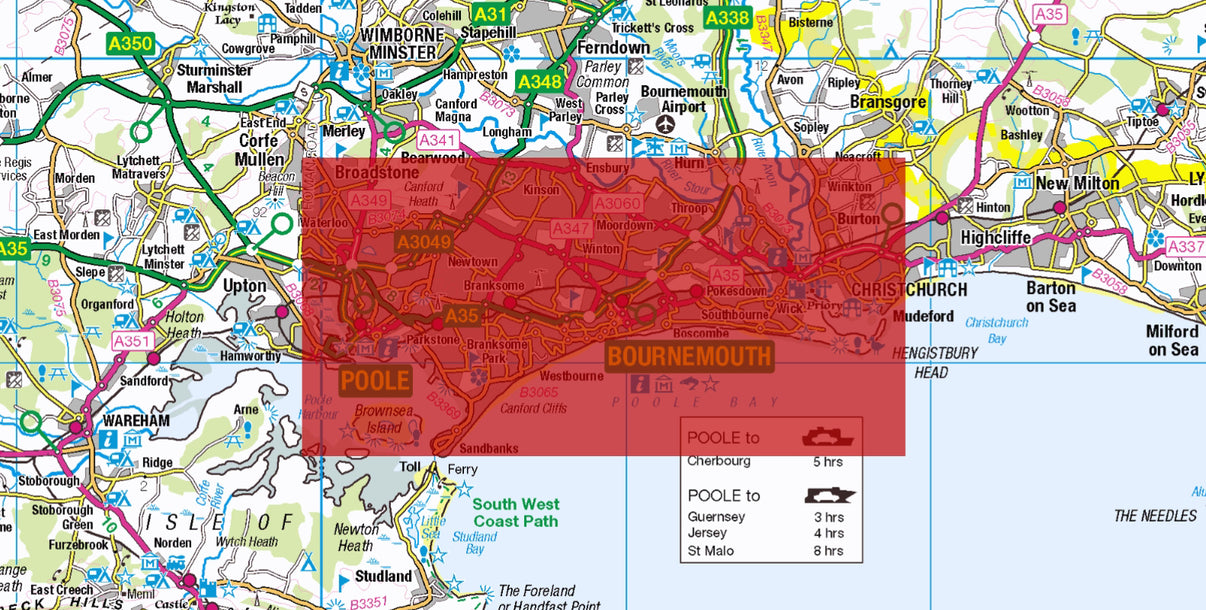 Central Bournemouth Postcode City Street Map Digital Download