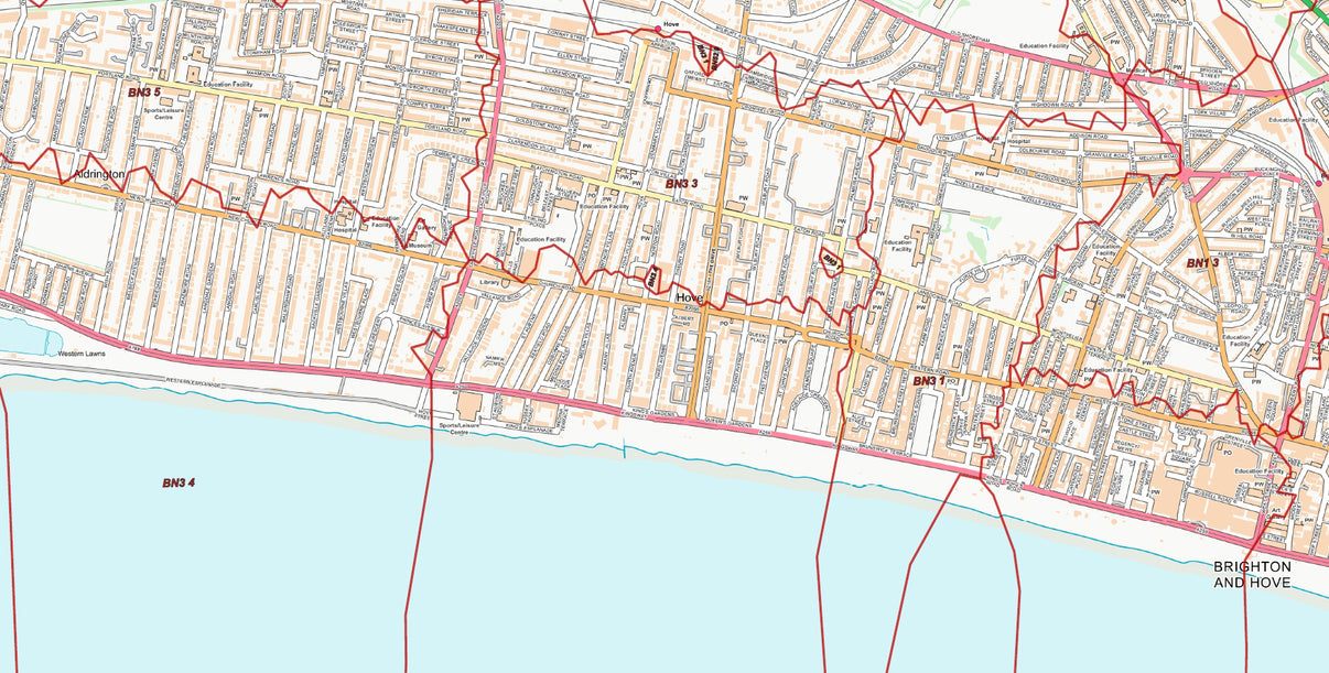 Central Brighton and Hove Postcode City Street Map Digital Download ukmaps.co.uk