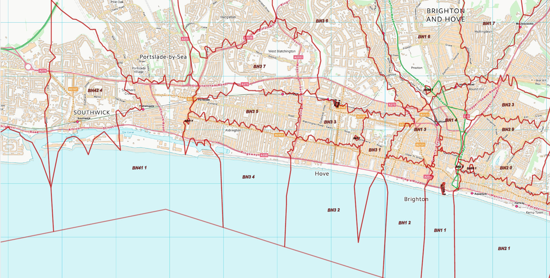 Bn Postcode Map Postcode City Sector Map - Brighton & Hove - Digital Download – ukmaps ...