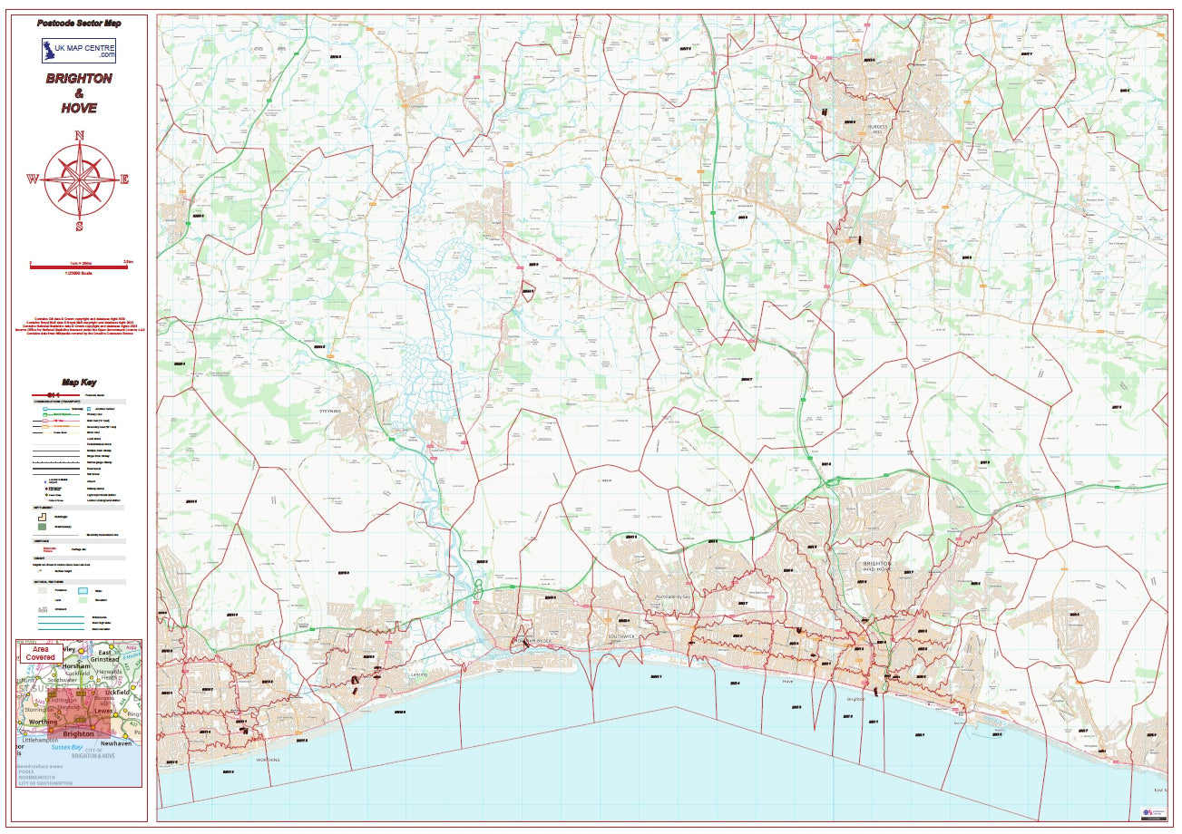 Postcode City Sector Map - Brighton & Hove - Digital Download