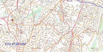 Central Bristol Postcode City Street Map - Digital Download