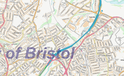 Central Bristol City Street Map - Digital Download