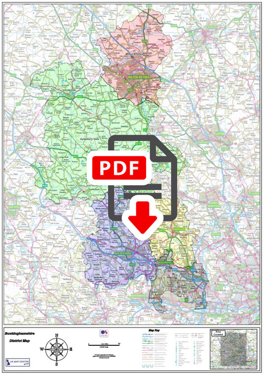 Buckinghamshire County Boundary Map - Digital Download