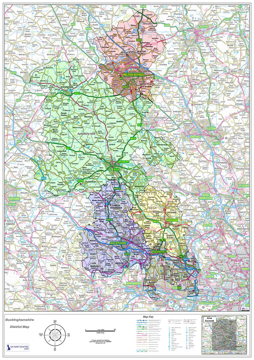 Buckinghamshire County Boundary Map Digital Download ukmaps.co.uk