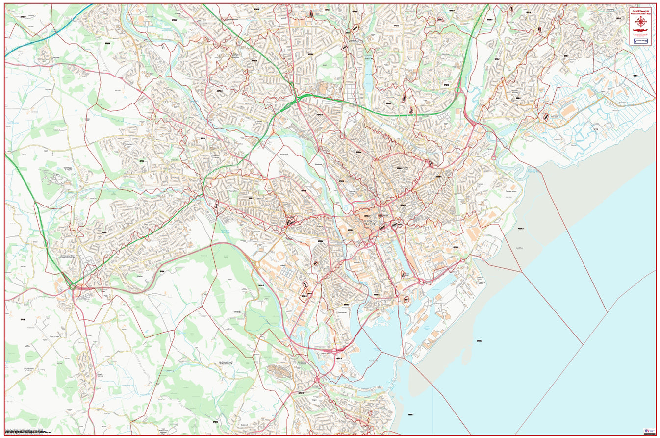 Central Cardiff Postcode City Street Map - Digital Download – Ukmaps.co.uk