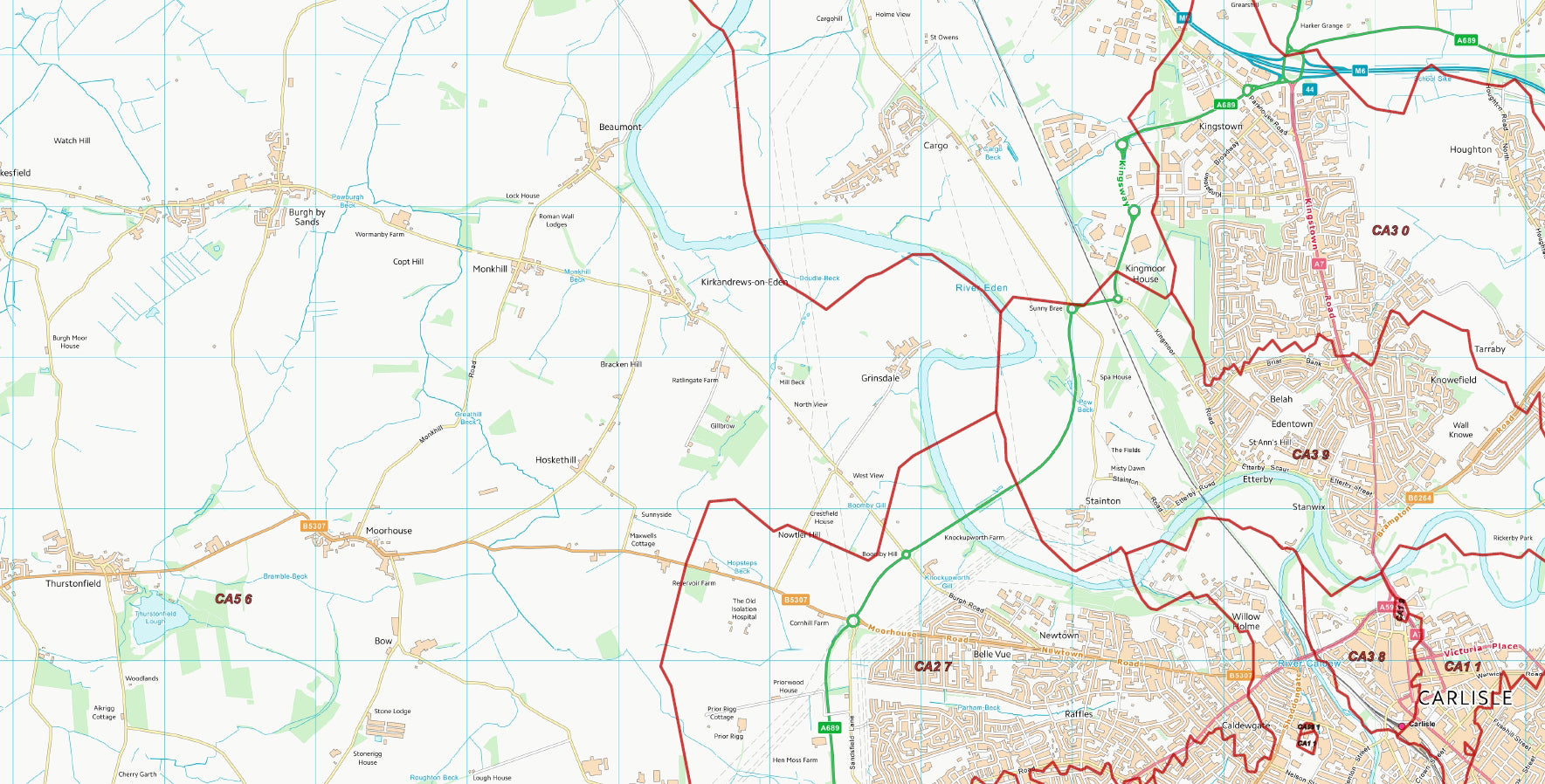 Postcode City Sector Map Carlisle Digital Download