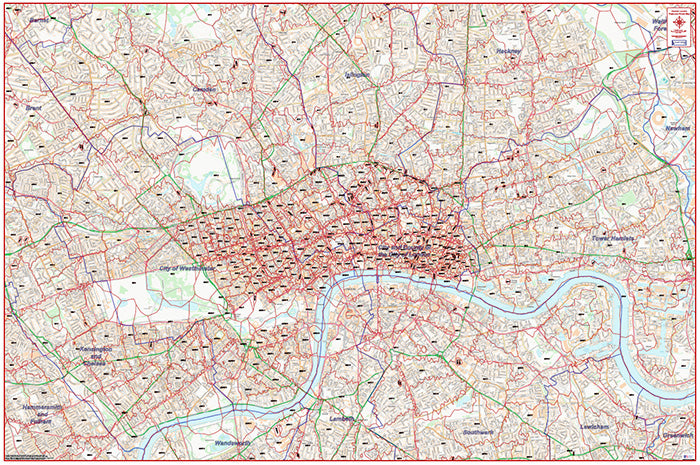 Central London Postcode City Street Map - Digital Download
