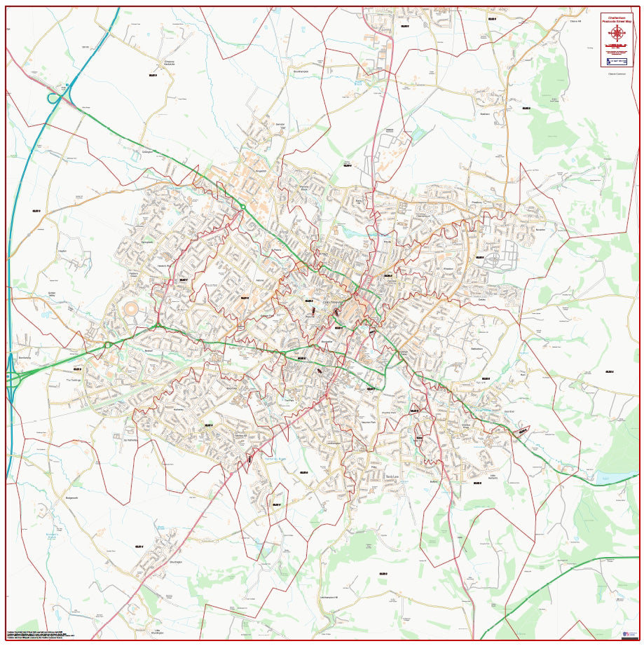 Central Cheltenham Postcode City Street Map - Digital Download