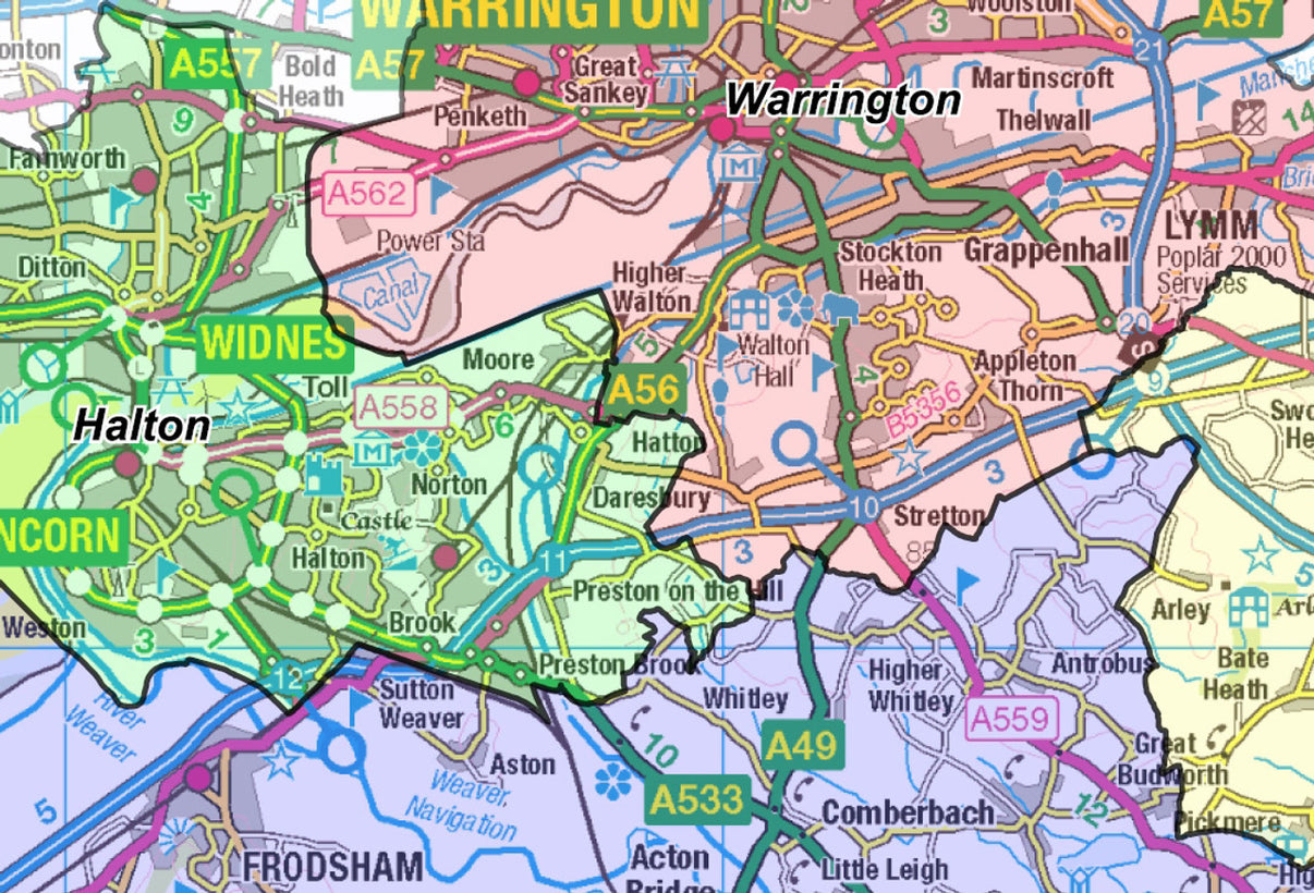 Cheshire County Boundary Map - Digital Download – ukmaps.co.uk