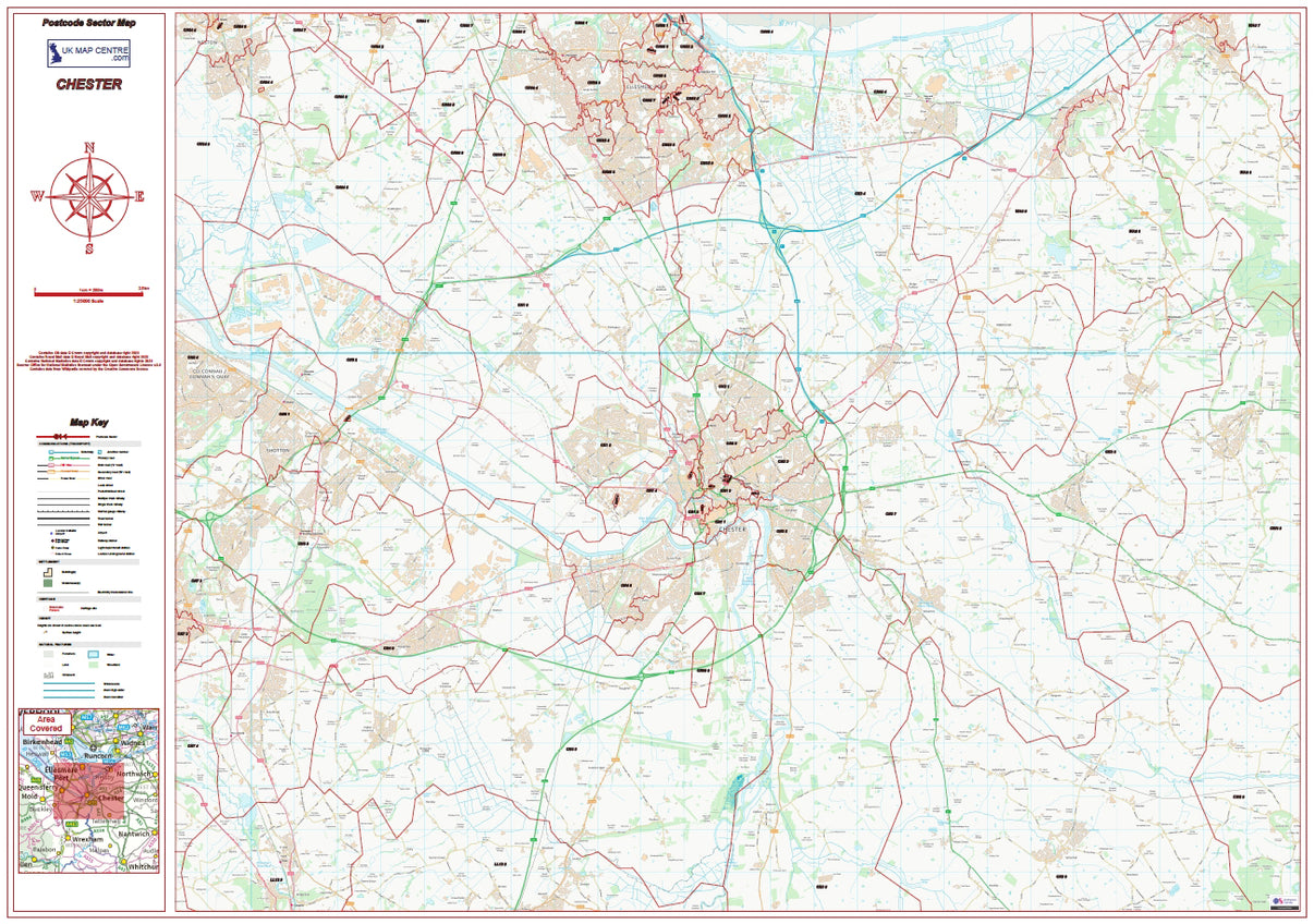 Postcode City Sector Map - Chester - Digital Download – ukmaps.co.uk