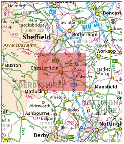 Postcode City Sector Map - Chesterfield - Digital Download