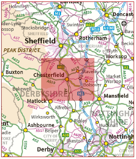Postcode City Sector Map - Chesterfield - Digital Download – ukmaps.co.uk