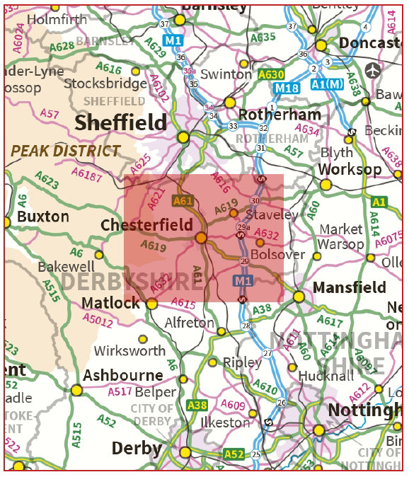 Postcode City Sector Map - Chesterfield - Digital Download – ukmaps.co.uk