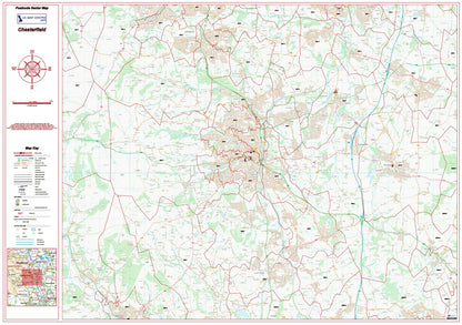 Postcode City Sector Map - Chesterfield - Digital Download