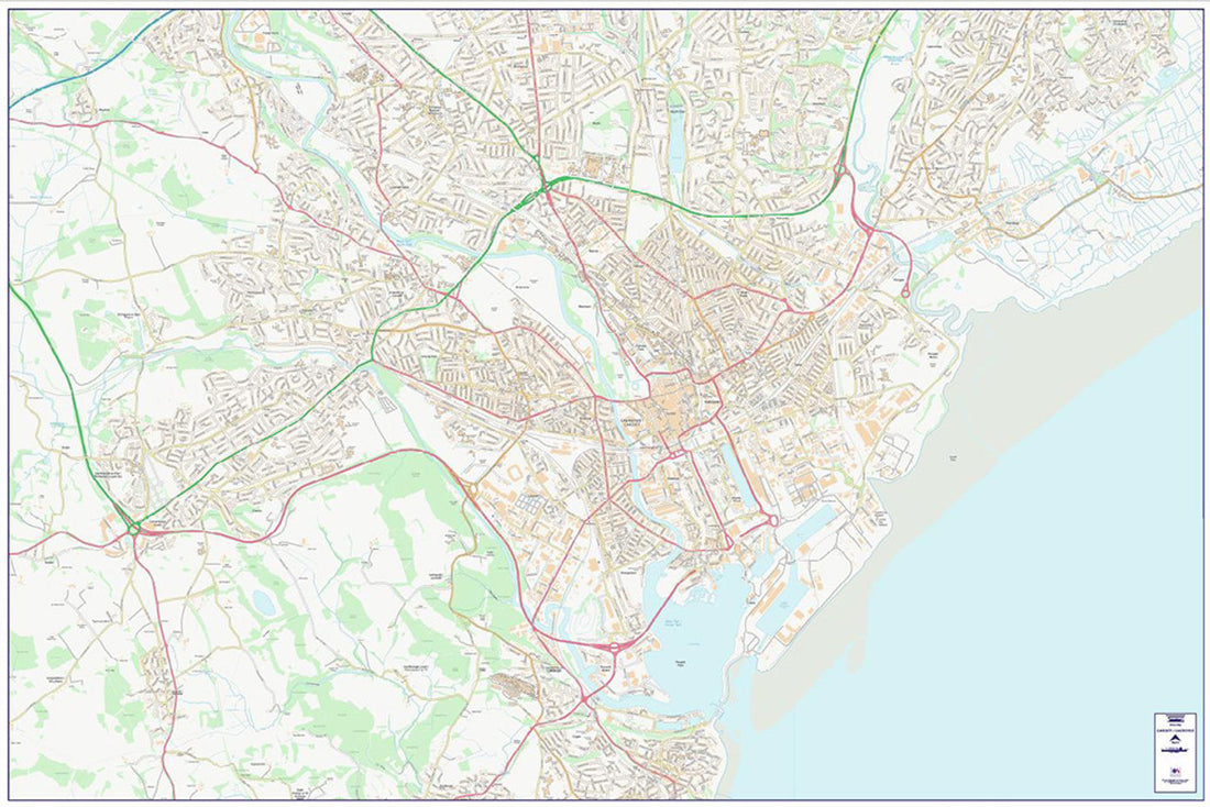 Central Cardiff City Street Map - Digital Download – Ukmaps.co.uk