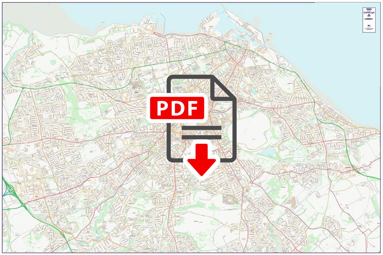 Central Edinburgh City Street Map - Digital Download