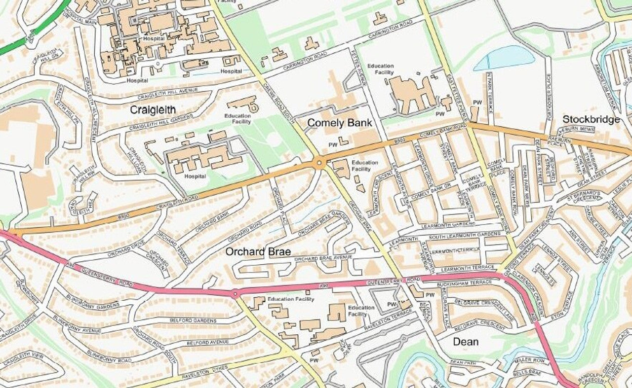 Central Edinburgh City Street Map - Digital Download