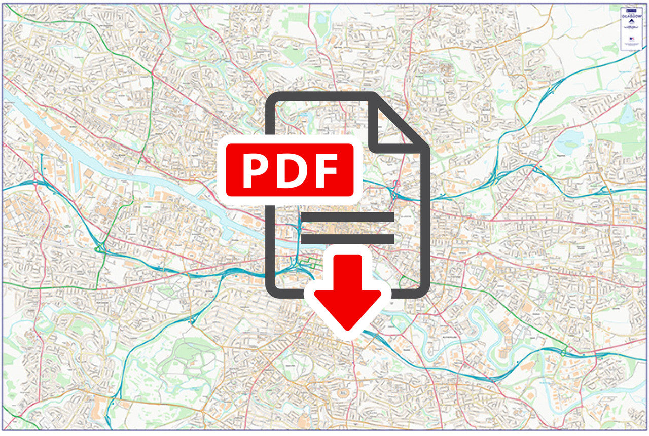 Central Glasgow Street Map Digital Download Ukmaps Co Uk   CityStreetMapGlasgow 