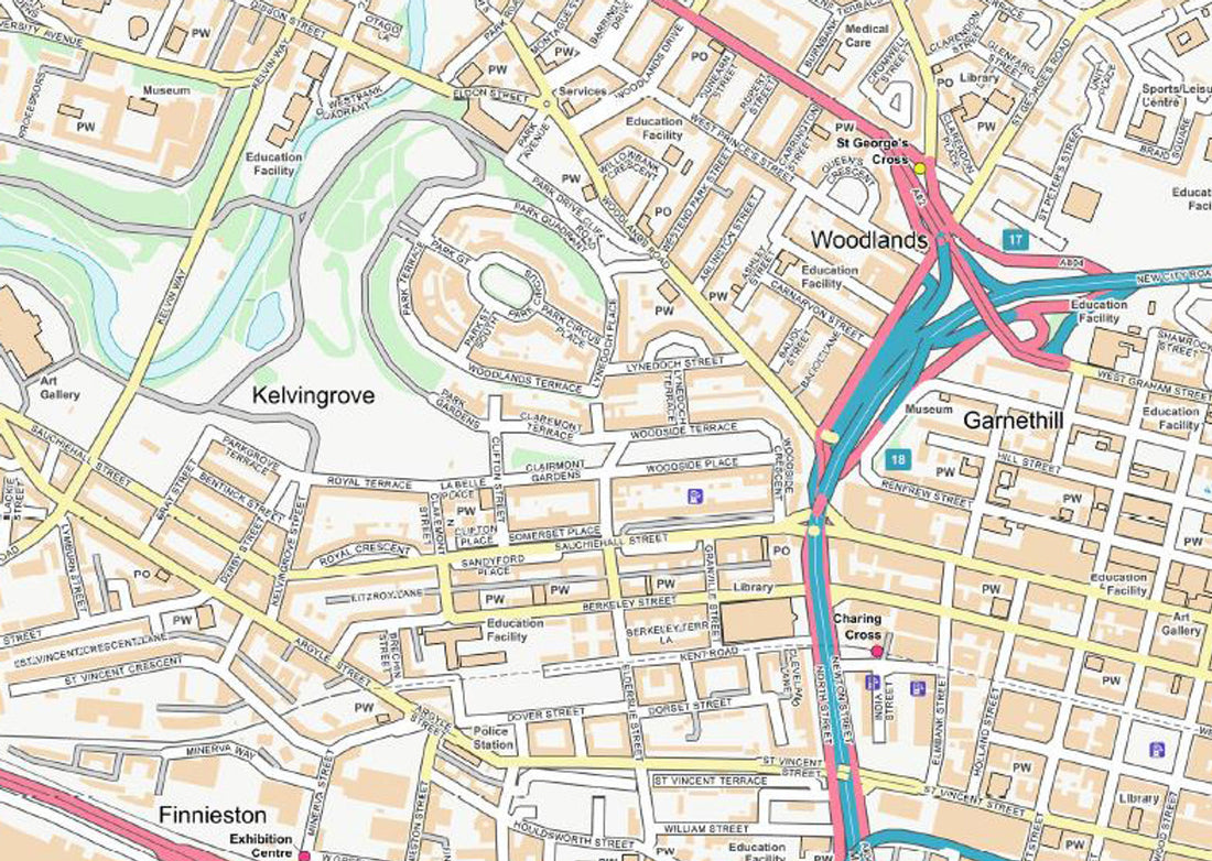 Central Glasgow Street Map - Digital Download – ukmaps.co.uk