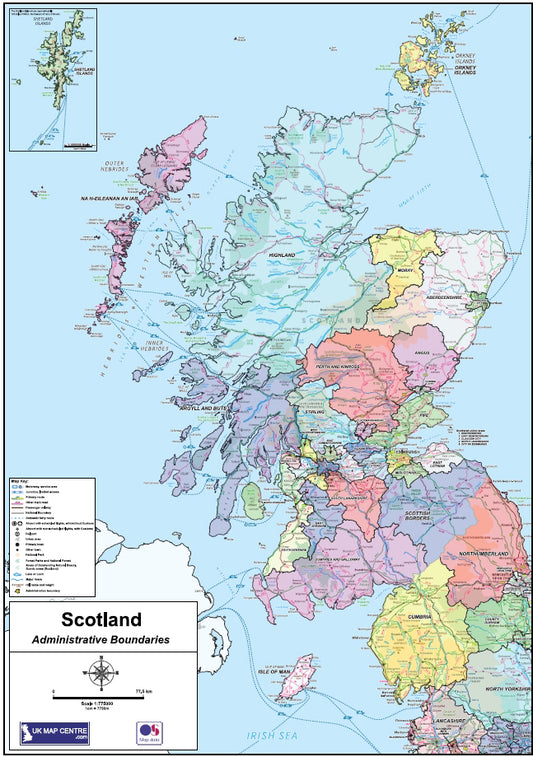 Compact Scotland Admin Map  - Digital Download