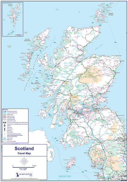 Compact Scotland Travel Map  - Digital Download
