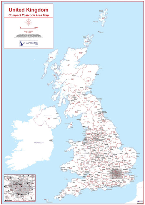 Compact UK Postcode Area Map | UK Postcode Regions PDF Download ...