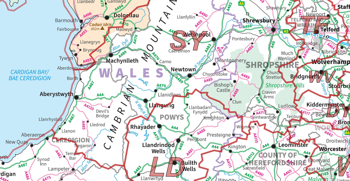 Compact Wales Postcode Area Map - Digital Download