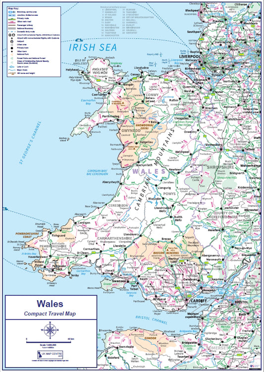 Compact Wales Travel Map - Digital Download