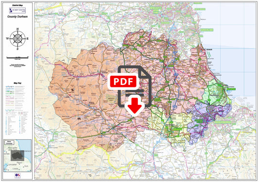County Durham Boundary Map - Digital Download