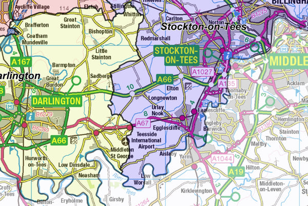 County Durham Boundary Map Digital Download Uk