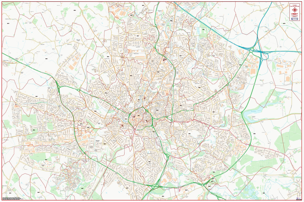 Central Coventry Postcode City Street Map - Digital Download – ukmaps.co.uk