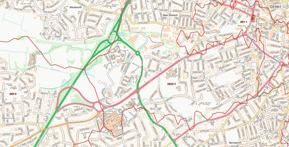 Central Derby Postcode City Street Map - Digital Download