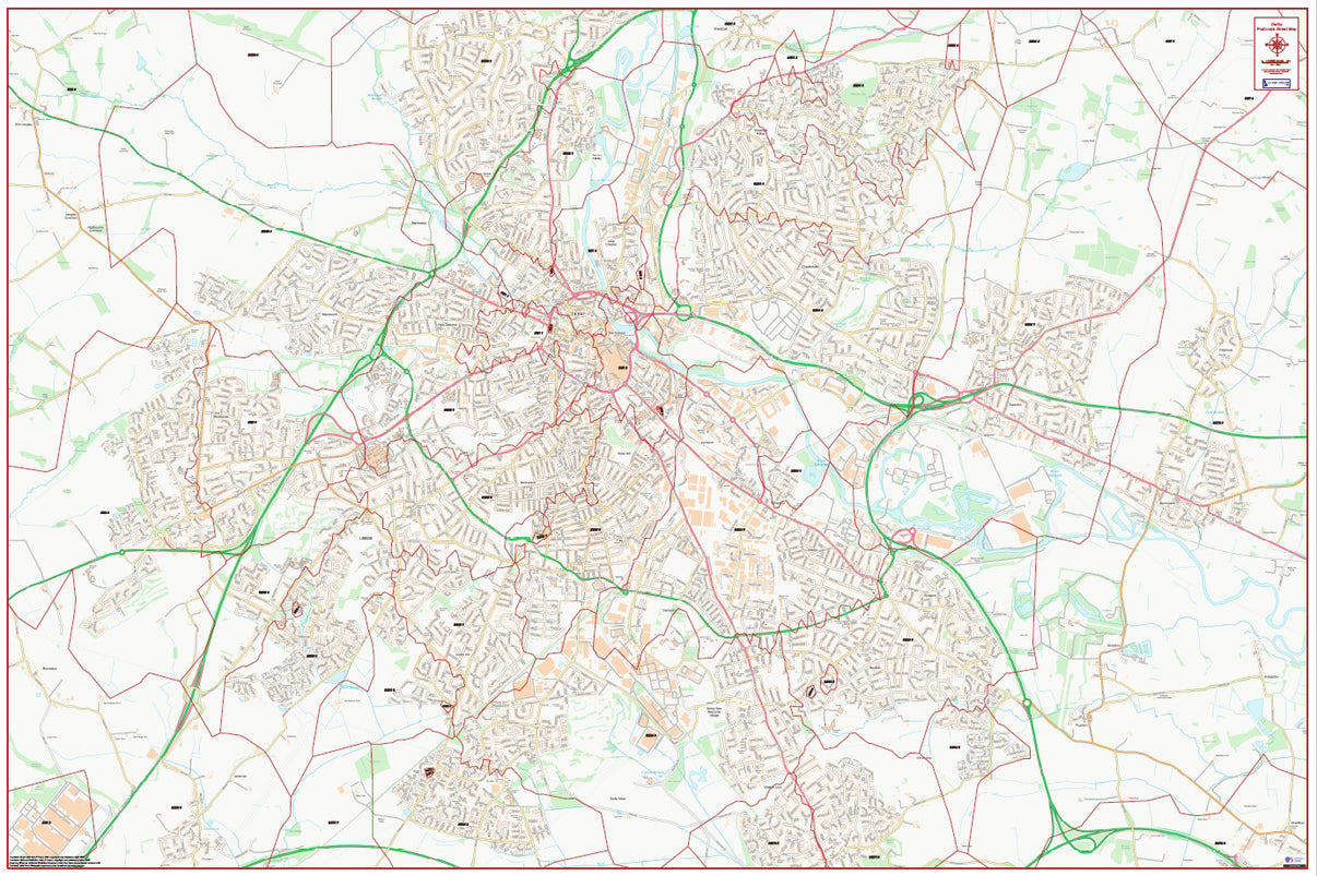 Central Derby Postcode City Street Map - Digital Download – ukmaps.co.uk